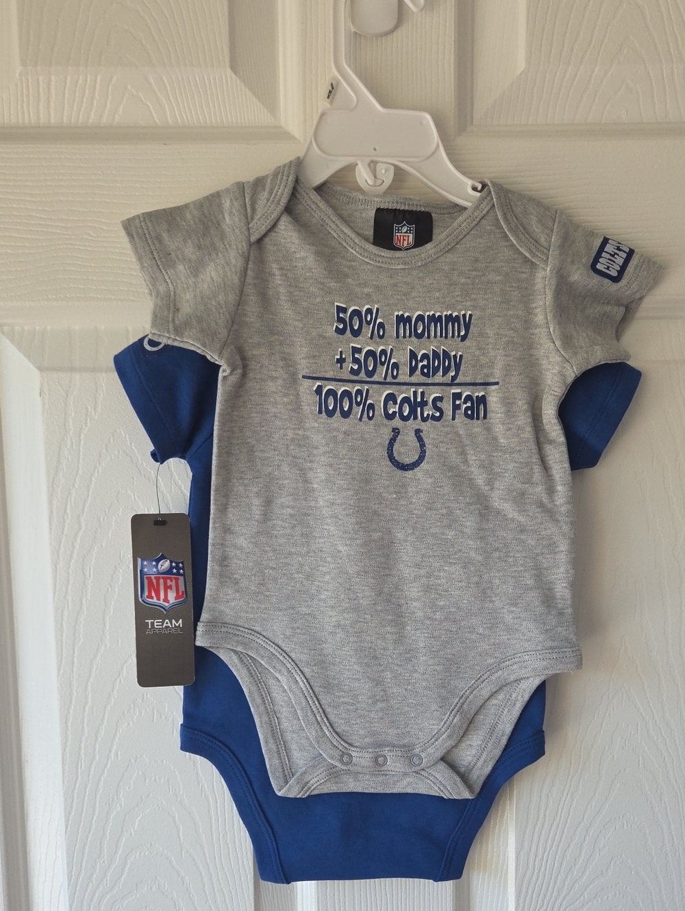 Indianapolis Colts Baby 0-3M, 3-6M Summer Bodysuits Set 2Pc Logo 100% Colts Fan
